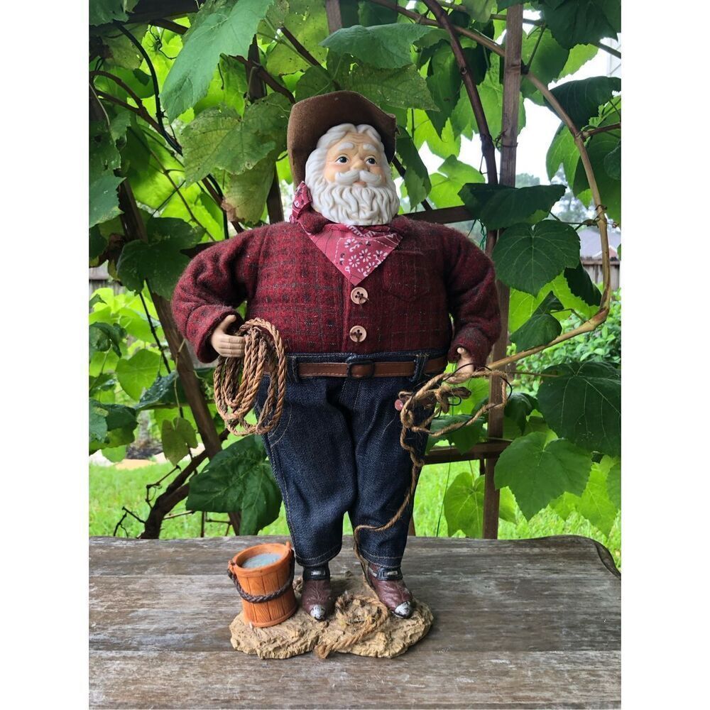 Dan Dee / MTY 16″ Cowboy Figurine – Western Lasso, Felt Hat, Red Shirt, Jeans
